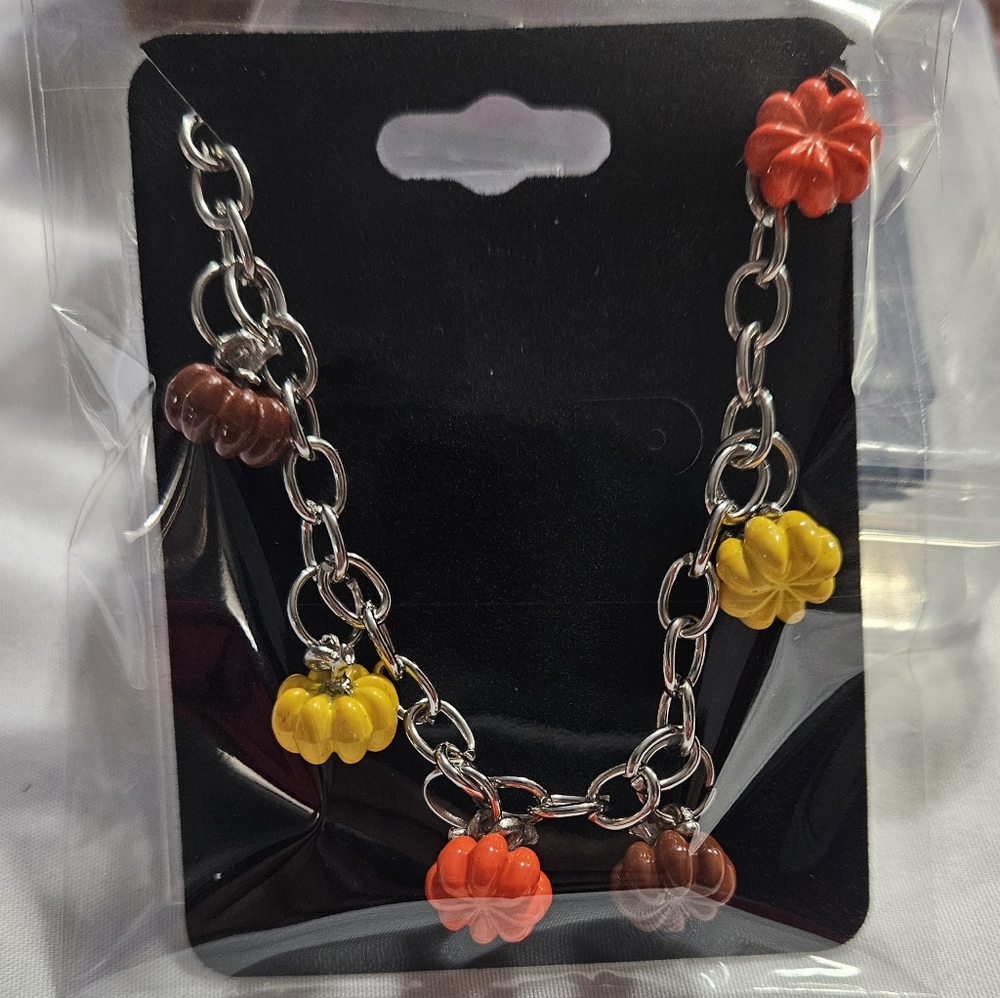 Handmade Pumpkin Charm Bracelet | Fall | Halloween Jewelry